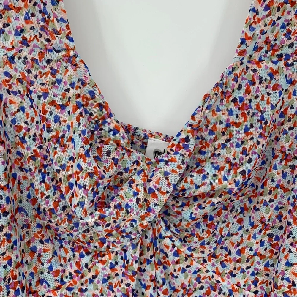 Cabi Bustier tank top shirt blouse confetti twist mesh stretch new X-Large XL